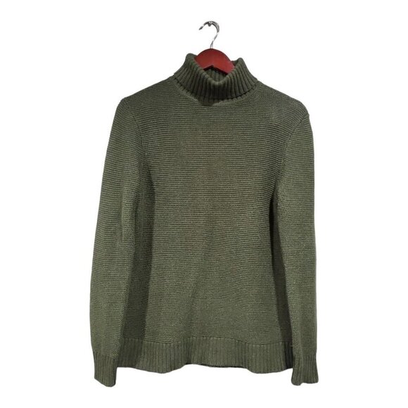 J Crew Women's Sweater Hunter Green Knit Turtleneck Long-Sleeved Wool Blend Sz S - Picture 1 of 14